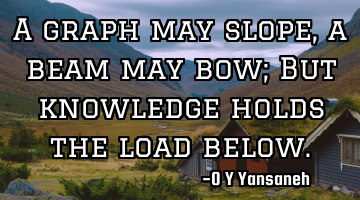 A graph may slope, a beam may bow; But knowledge holds the load below.