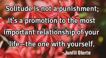 Solitude is not a punishment; it