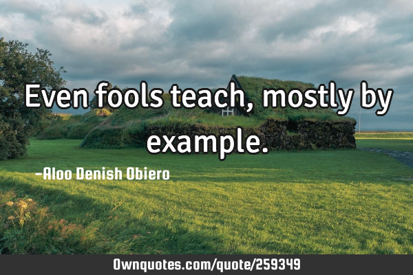 Even fools teach, mostly by