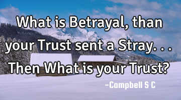 What is Betrayal, than your Trust sent a Stray... 
Then What is your Trust?