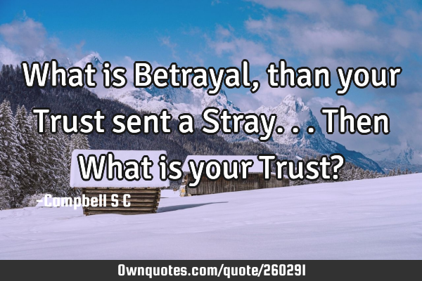 What is Betrayal, than your Trust sent a Stray...
Then What is your Trust?
