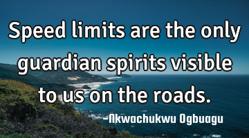 Speed limits are the only guardian spirits visible to us on the roads.