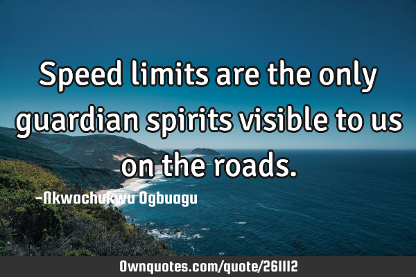 Speed limits are the only guardian spirits visible to us on the