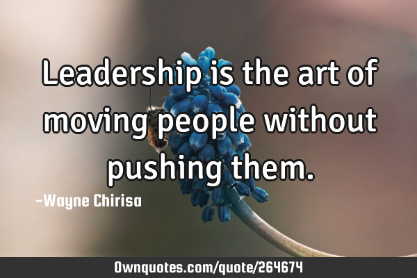 Leadership is the art of moving people without pushing