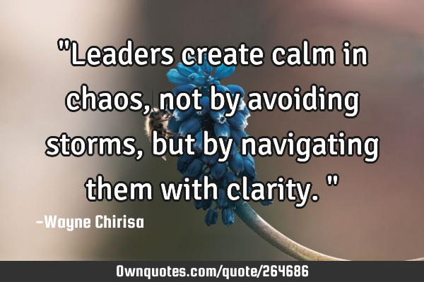 "Leaders create calm in chaos, not by avoiding storms, but by navigating them with clarity."