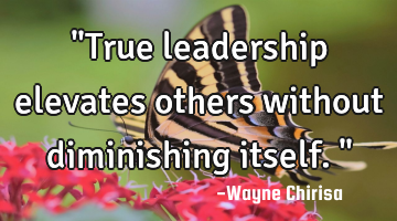 "True leadership elevates others without diminishing itself."