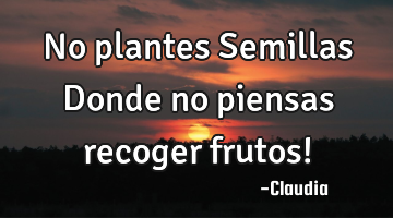 No plantes Semillas Donde no piensas recoger frutos!