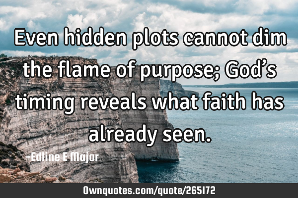 Even hidden plots cannot dim the flame of purpose; God’s timing reveals what faith has already