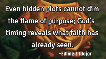 Even hidden plots cannot dim the flame of purpose; God’s timing reveals what faith has already