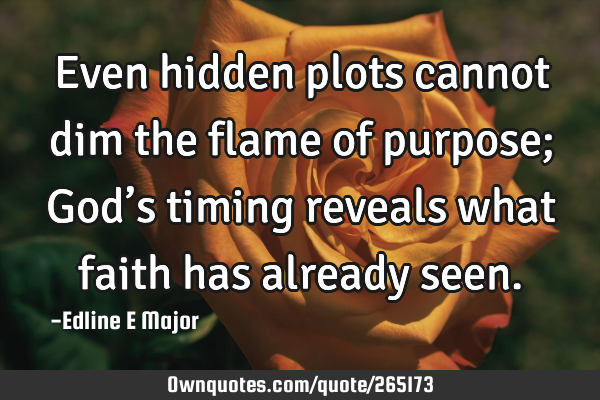 Even hidden plots cannot dim the flame of purpose; God’s timing reveals what faith has already