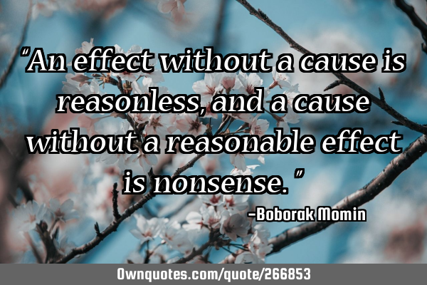 “An effect without a cause is reasonless, and a cause without a reasonable effect is nonsense.”