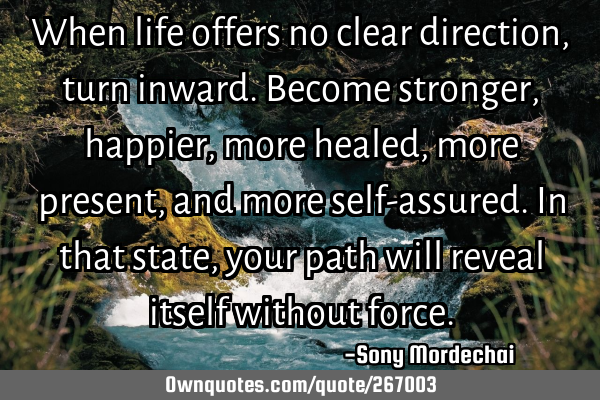 When life offers no clear direction, turn inward. Become stronger, happier, more healed, more