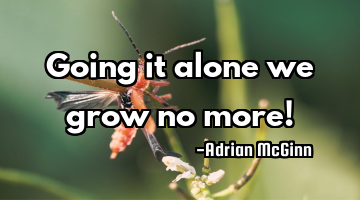 Going it alone we grow no more!