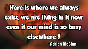 Here is where we always exist, we are living in it now even if our mind is so busy elsewhere!