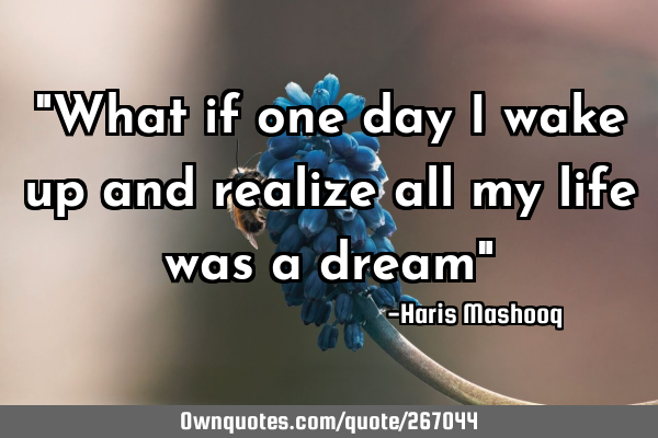 "What if one day I wake up and realize all my life was a dream"