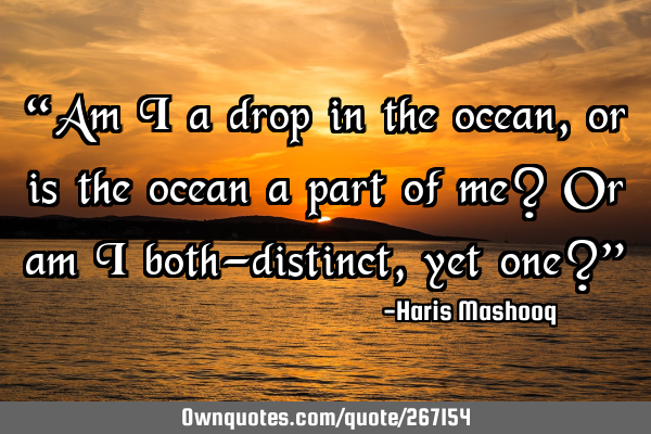 “Am I a drop in the ocean, or is the ocean a part of me? Or am I both—distinct, yet one?”