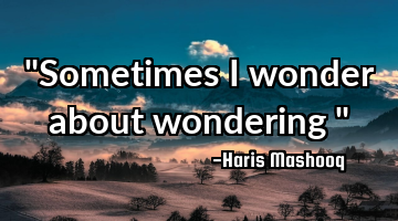 "Sometimes I wonder about wondering "