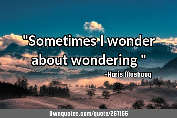 "Sometimes I wonder about wondering "