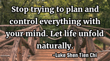 Stop trying to plan and control everything with your mind. Let life unfold naturally.