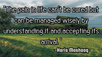 "The pain in life can