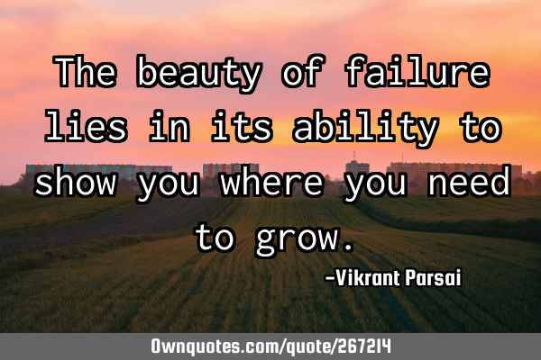 The beauty of failure lies in its ability to show you where you need to