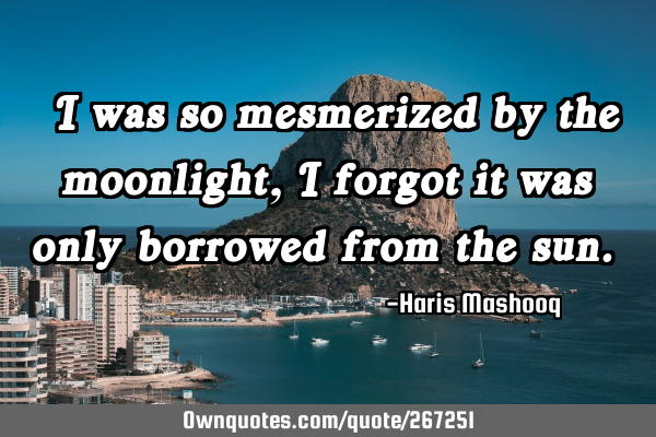 “I was so mesmerized by the moonlight, I forgot it was only borrowed from the sun.”