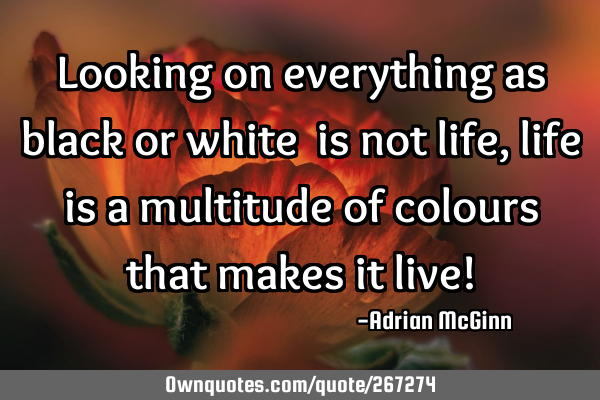 Looking on everything as black or white ﻿is not life, life is a multitude of colours that makes