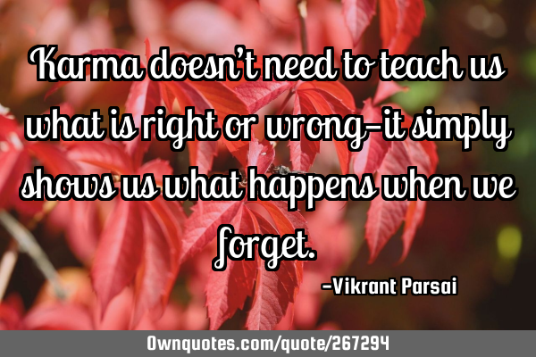 Karma doesn’t need to teach us what is right or wrong—it simply shows us what happens when we