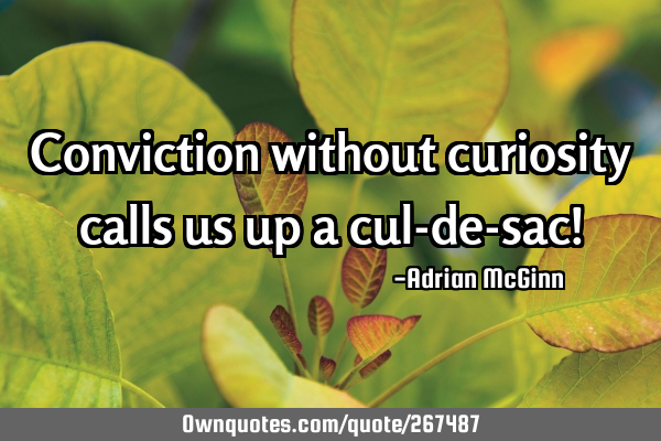 Conviction without curiosity calls us up a cul-de-sac!