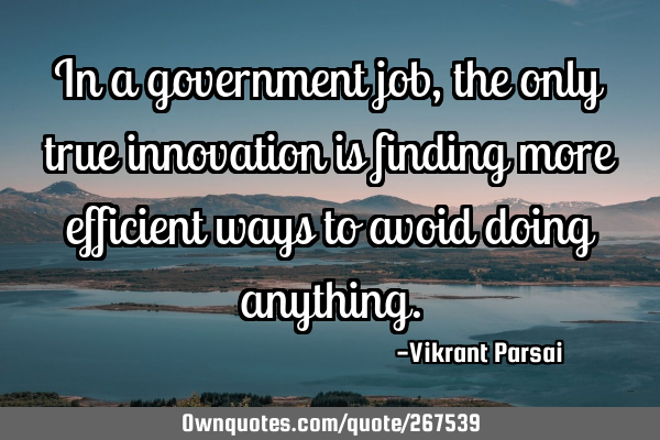 In a government job, the only true innovation is finding more efficient ways to avoid doing