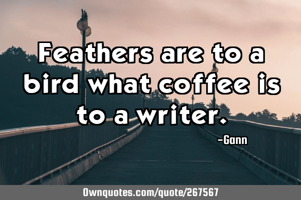 Feathers are to a bird what coffee is to a