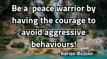 Be a peace warrior by having the courage to avoid aggressive behaviours!