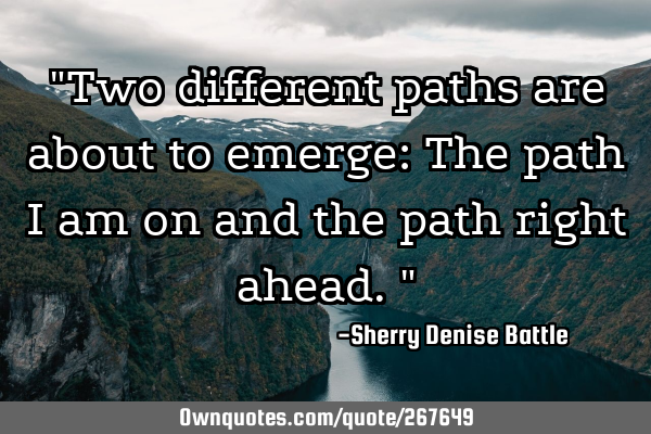 "Two different paths are about to emerge: The path I am on and the path right ahead."