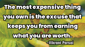 The most expensive thing you own is the excuse that keeps you from earning what you are worth.