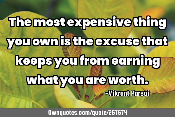 The most expensive thing you own is the excuse that keeps you from earning what you are