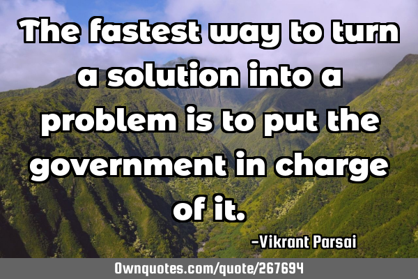 The fastest way to turn a solution into a problem is to put the government in charge of