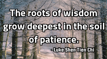 The roots of wisdom grow deepest in the soil of patience.