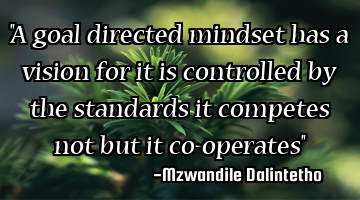 "A goal directed mindset has a vision for it is controlled by the standards it competes not but it
