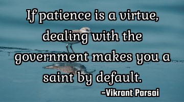 If patience is a virtue, dealing with the government makes you a saint by default.