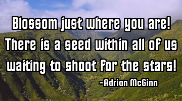Blossom just where you are! There is a seed within all of us waiting to shoot for the stars!