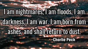 I am nightmares,
I am floods,
I am darkness,
I am war.
I am born from ashes,
and shall return