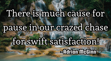 There is much cause for pause in our crazed chase for swift satisfaction!
