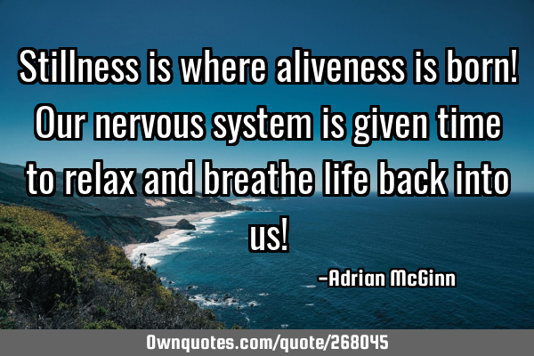 Stillness is where aliveness is born! Our nervous system is given time to relax and breathe life