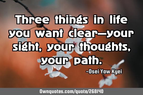 Three things in life you want clear—your sight, your thoughts, your