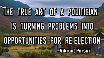 The true art of a politician is turning problems into opportunities for re-election.