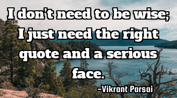 I don’t need to be wise; I just need the right quote and a serious face.