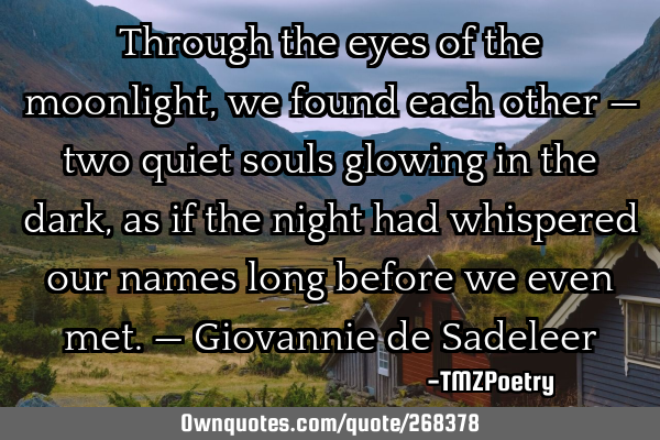 Through the eyes of the moonlight, we found each other —
two quiet souls glowing in the dark,
