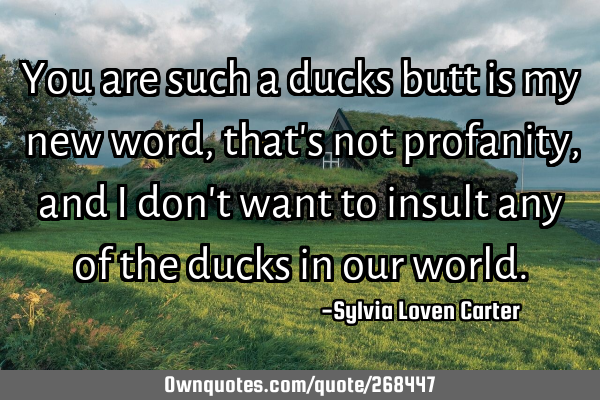 You are such a ducks butt is my new word,that