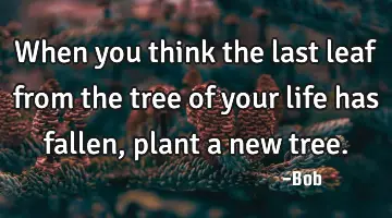 When you think the last leaf from the tree of your life has fallen, plant a new