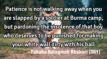 Patience is not walking away when you are slapped by a soldier at Burma camp, but pardoning the